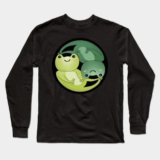 Kawaii Frog Drawing Yin Yang Balance Symbol Long Sleeve T-Shirt